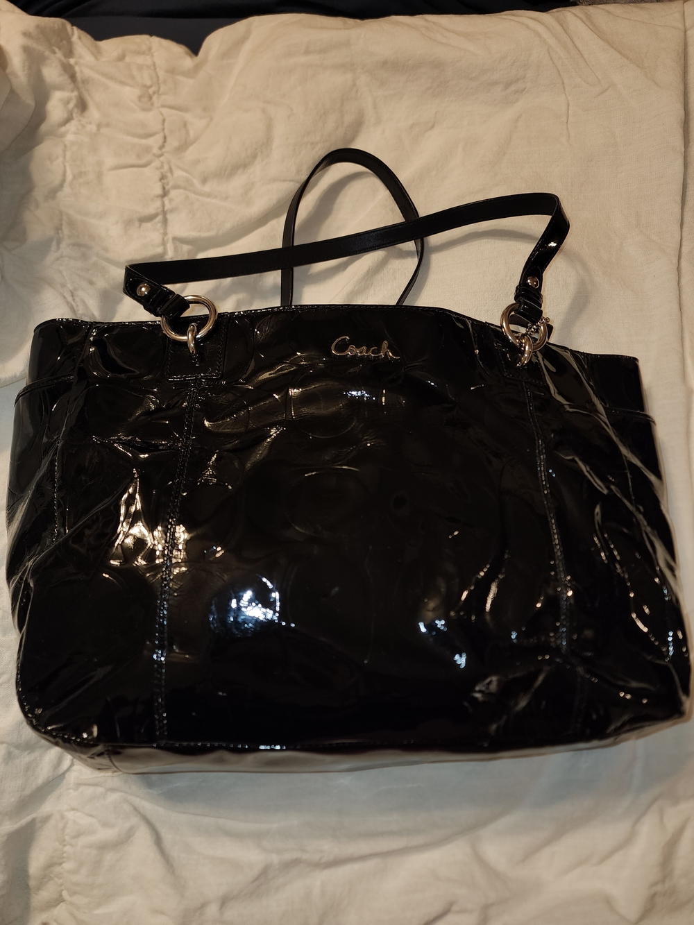 Coach Black Patent Leather Tote Bag